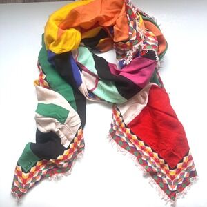 WILD Paris Geometric Print Large Viscose Scarf Shawl Wrap Multi Color Designer